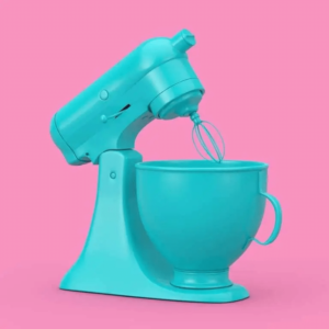 blue-kitchen-stand-food-mixer-duotone-style-pink-background-3d-rendering-min