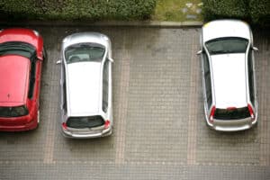 Elevated,View,Of,Parked,Cars,In,Parking,Lot