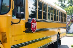 Yellow school bus on the street